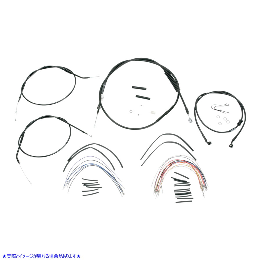 取寄せ エイプハンガーハンドルバー用ブラックビニールハンドルバーケーブル/ラインキット - 12インチ バーリーブランド Complete Black Vinyl Handlebar Cable/Line Kit for Ape Hanger Handlebars - 12 B30-1007 06100267