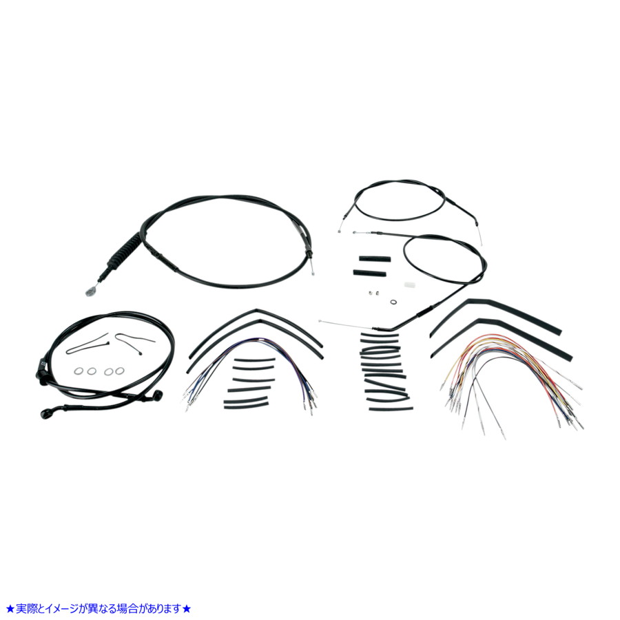 取寄せ エイプハンガーハンドルバー用ブラックビニールハンドルバーケーブル/ラインキット - 14インチ バーリーブランド Complete Black Vinyl Handlebar Cable/Line Kit for Ape Hanger Handlebars - 14 B30-1002 06100268