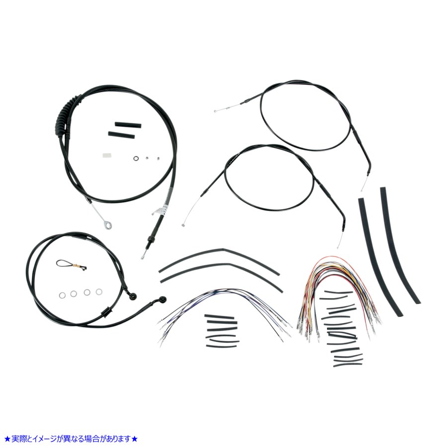 取寄せ エイプハンガーハンドルバー用ブラックビニールハンドルバーケーブル/ラインキット - 14インチ バーリーブランド Complete Black Vinyl Handlebar Cable/Line Kit for Ape Hanger Handlebars - 14 B30-1004 06100271