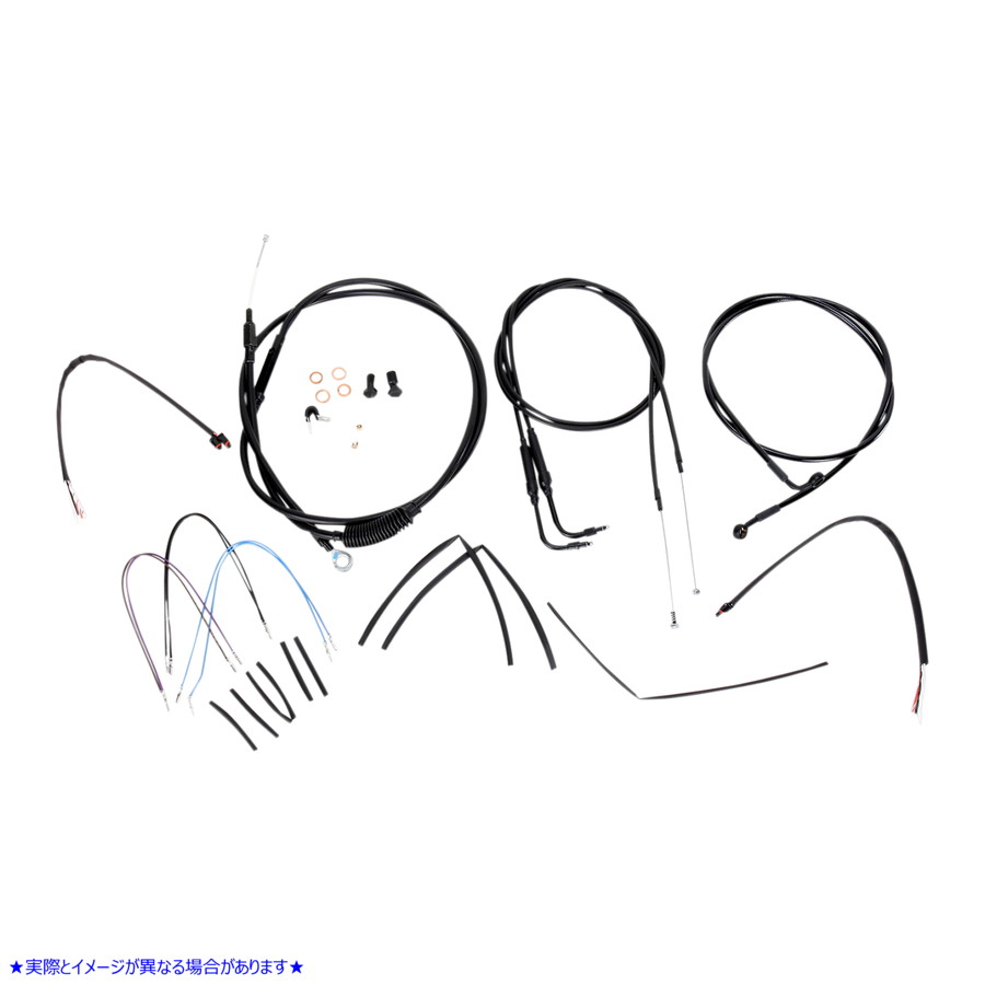 取寄せ エイプハンガーハンドルバー用ブラックビニールハンドルバーケーブル/ラインキット - 18インチ バーリーブランド Complete Black Vinyl Handlebar Cable/Line Kit for Ape Hanger Handlebars - 18 B30-1074 06100757