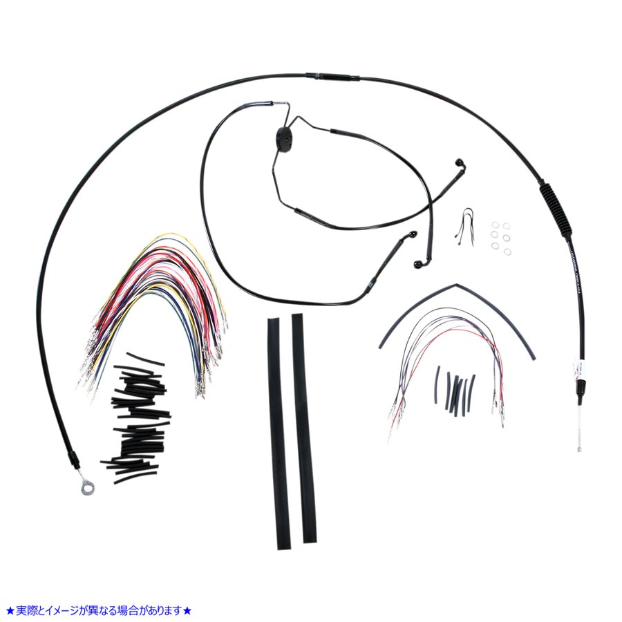 取寄せ エイプハンガーハンドルバー用ブラックビニールハンドルバーケーブル/ラインキット - 15インチ バーリーブランド Complete Black Vinyl Handlebar Cable/Line Kit for Ape Hanger Handlebars - 15 B30-1101 06100762