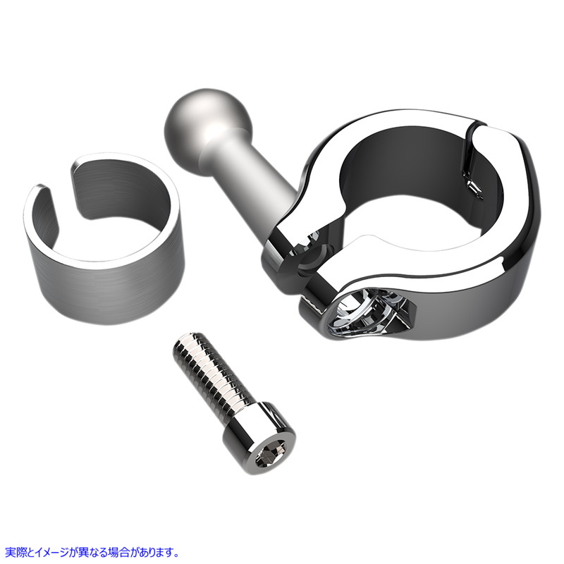 取寄せ ボールマウント - アルミクランプ - 7/8インチ - 1インチハンドルバー - クローム シロ Ball Mount - Aluminum Clamp - 7/8 - 1 Handlebars - Chrome 50128 06360160
