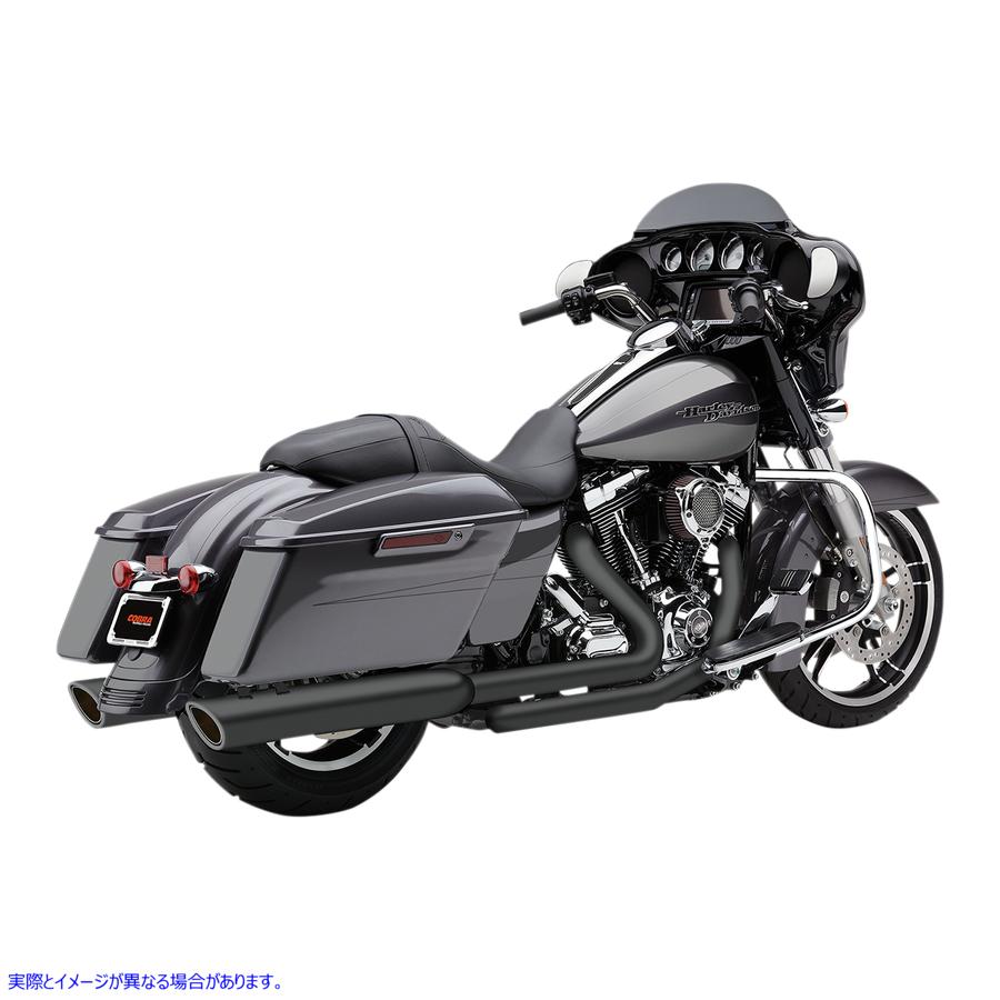 取寄せ 909双子のスリップオンマフラー コブラ 909 4 Mufflers - Black - '95-'16 Bagger 6106RB 18011025