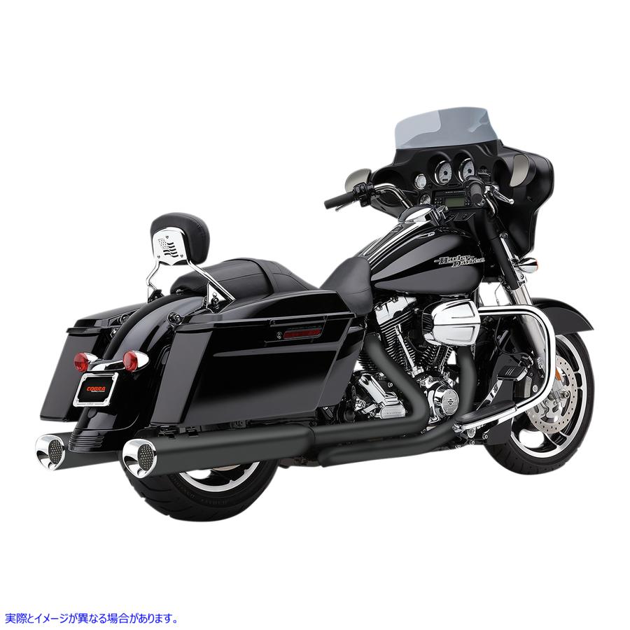 取寄せ Tri Flo Slip-Onマフラー コブラ Tri Flo Mufflers for '95-'16 Bagger - Black 6212RB 18011027