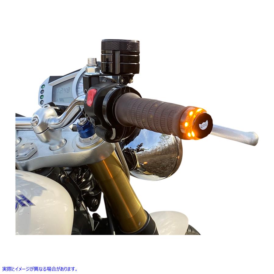 取寄せ ハンドルバーエンド デュアル LED ライト - ユニバーサル カスタムダイナミクス Handlebar End Lights - Universal CD-BAR-END-AW-B 20201889