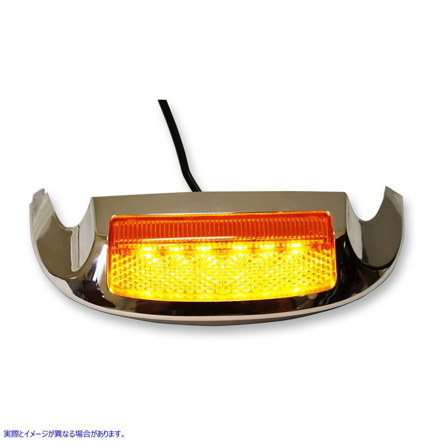 取寄せ LEDフロントフェンダーチップ - アンバーLED/アンバーレンズ - クローム カスタムダイナミクス Led Front Fender Tip - Amber LED/Amber Lens - Chrome GEN-FT-AA 20401560