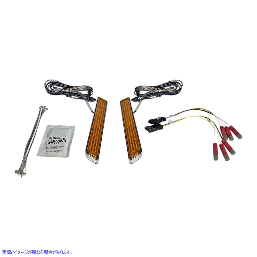 取寄せ LEDフォークライト - アンバー - クローム カスタムダイナミクス LED Fork Light - Amber - Chrome CD-FORK-UNV-AC 20402664