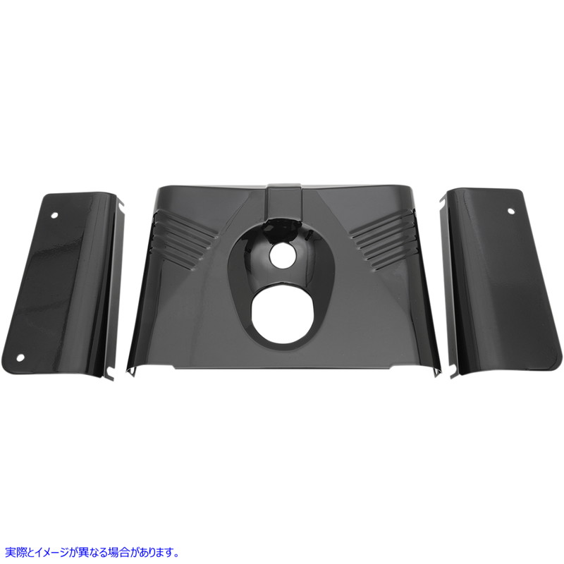 取寄せ フォーク缶 - グロスブラック - リブ付き - 86-17 FLST - 3ピース ドラッグスペシャリティーズ Fork Tins - Gloss Black - Ribbed - '86-'17 FLST - 3-Piece 0411-0143 04110143