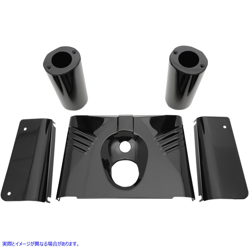 取寄せ フォーク缶 - グロスブラック - リブ付き - 86-17 FLST - 5ピース ドラッグスペシャリティーズ Fork Tins - Gloss Black - Ribbed - '86-'17 FLST - 5-Piece 0411-0144 04110144