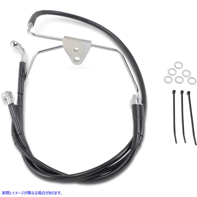 取寄せ ブレーキライン - フロント - ブラック - +8インチ - FLH 96-07 ドラッグスペシャリティーズ Brake Line - Front - Black - +8 - FLH '96-'07 1741-2518 17412518