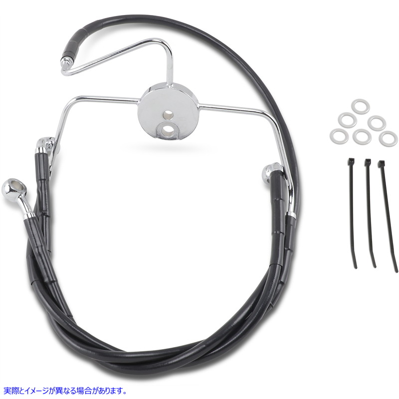 取寄せ ブレーキライン - フロント - ブラック - +4インチ ドラッグスペシャリティーズ Brake Line - Front - Black - +4 1741-2522 17412522