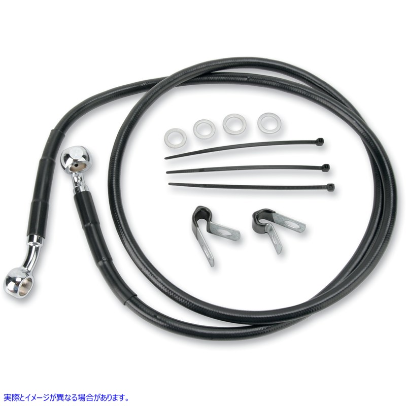 取寄せ ブレーキライン - フロント（上部） - ブラック ドラッグスペシャリティーズ Brake Line - Front (Upper) - Black 1741-2544 17412544