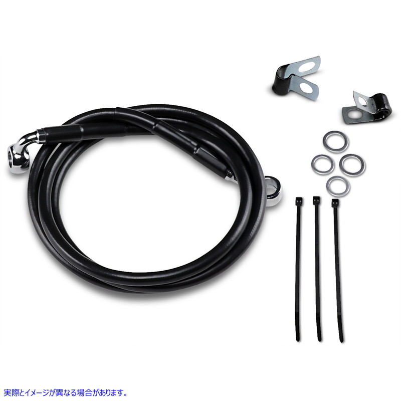 取寄せ ブレーキライン - フロント - ブラック - +4インチ - 99-07 FXST ドラッグスペシャリティーズ Brake Line - Front - Black - +4 - '99-'07 FXST 1741-2546 17412546