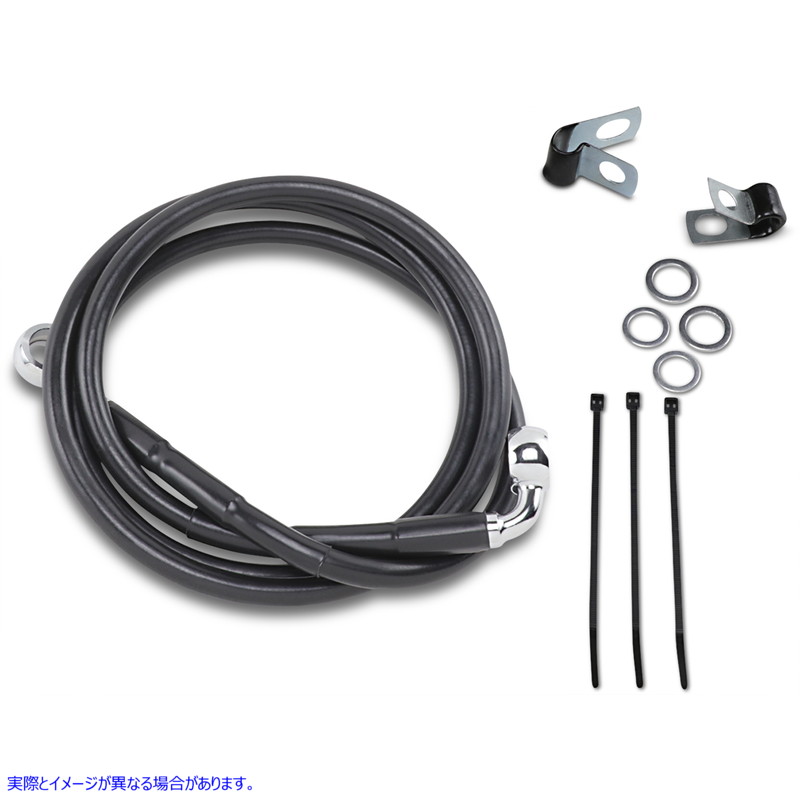 取寄せ ブレーキライン - フロント - ブラック - +6インチ ドラッグスペシャリティーズ Brake Line - Front - Black - +6 1741-2553 17412553