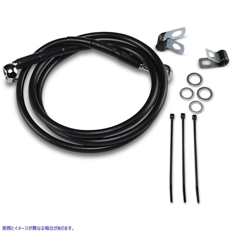 取寄せ ブレーキライン - フロント - ブラック - +10インチ ドラッグスペシャリティーズ Brake Line - Front - Black - +10 1741-2555 17412555