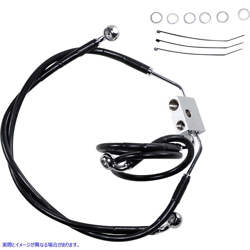 取寄せ ブレーキライン - フロント - ブラック - +4インチ - FXDF 12-17 ドラッグスペシャリティーズ Brake Line - Front - Black - +4 - FXDF '12-'17 1741-3826 17413826