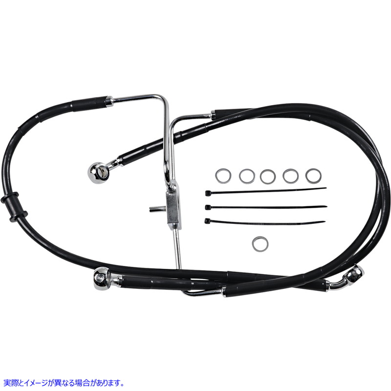 取寄せ ブレーキライン - +4インチ - ブラック - XL ドラッグスペシャリティーズ Brake Line - +4 - Black - XL 1741-5853 17415853