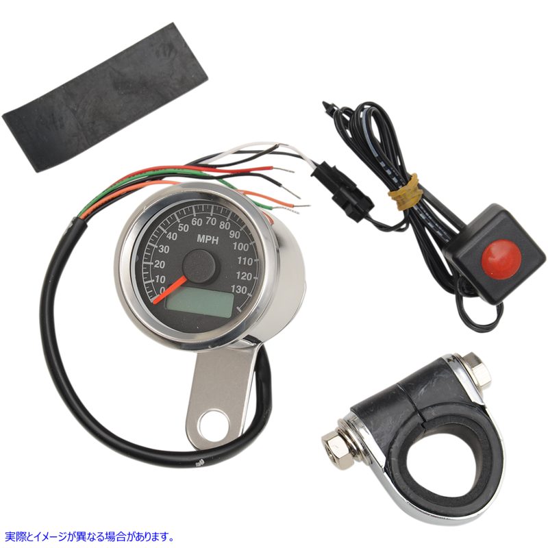 取寄せ プログラム可能なミニ電子スピードメーター（オドメーター/トリップメーター付き） - 1.87インチ - ポリッシュ仕上げ ドラッグスペシャリティーズ Programmable Mini Electronic Speedometer with Odometer/T 2210-0172 22100172