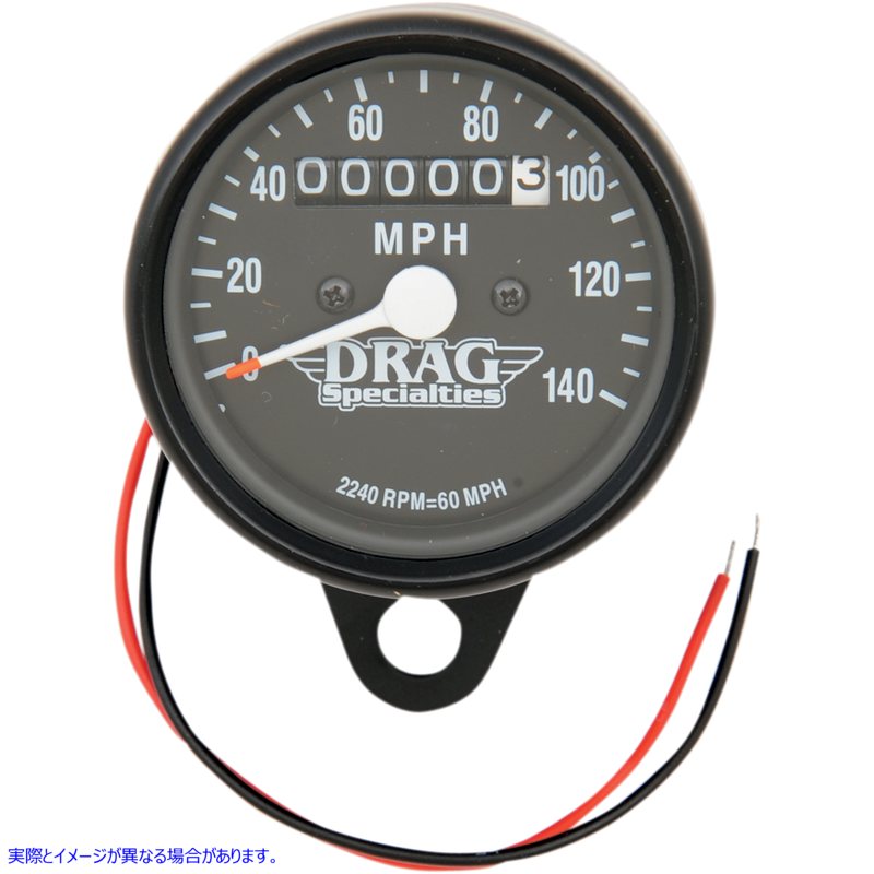 取寄せ 2.4インチ MPH ミニ LED 機械式スピードメーター/インジケーター - ブラックハウジング - ブラックフェイス - 2240:60 ドラッグスペシャリティーズ 2.4 MPH Mini LED Mechanical Speedometer/Indicators - B 2210-0253 22100253