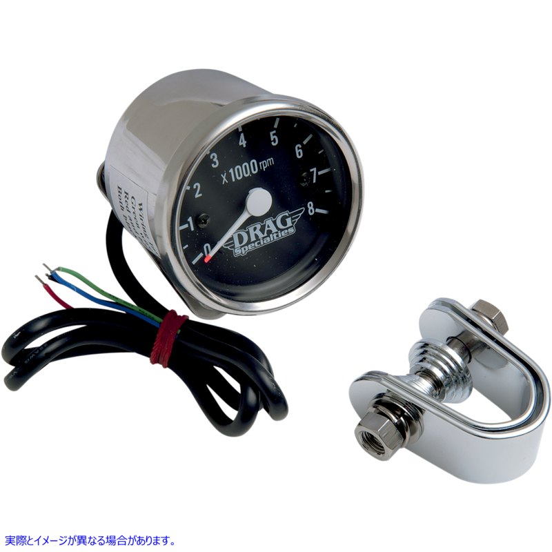 取寄せ 2.4インチ ミニ電子式 8000 RPM タコメーター - クロームハウジング - ブラックフェイス ドラッグスペシャリティーズ 2.4 Mini Electronic 8000 RPM Tachometer - Chrome Housing - Black Face 2211-0057 22110057