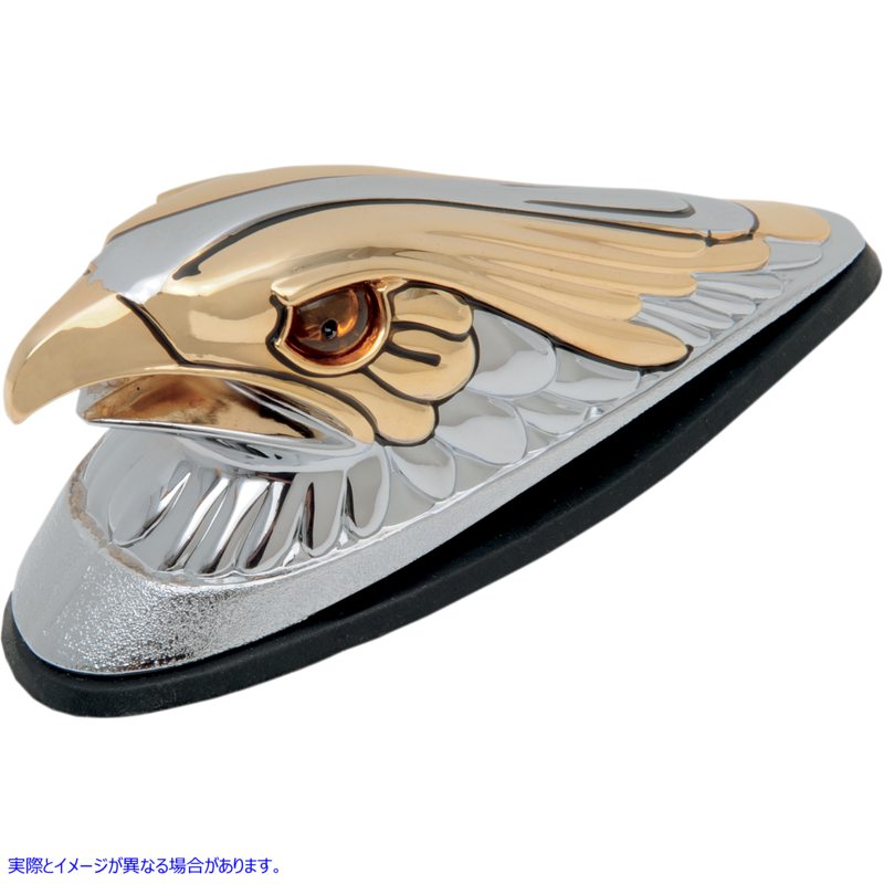 取寄せ ライト付きゴールドイーグルヘッド - アンバーアイ - ラージ - クローム ドラッグスペシャリティーズ Gold Eagle Head with Lights - Amber Eyes - Large - Chrome DS-287552 DS287552