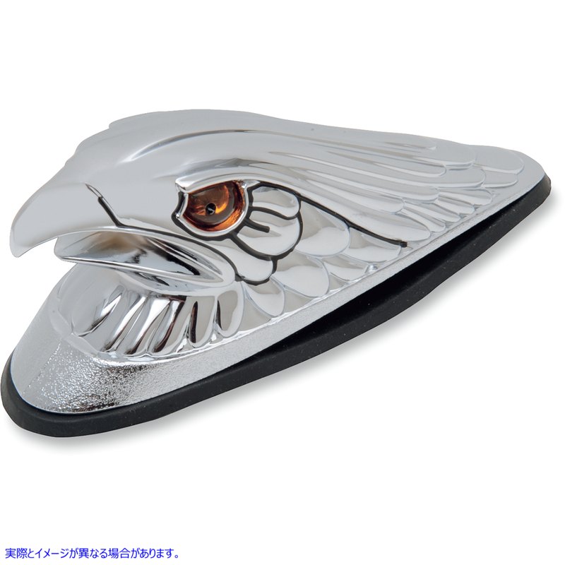 取寄せ イーグルヘッド（ライト付き） - アンバーアイ - ラージ - クローム ドラッグスペシャリティーズ Eagle Head with Lights - Amber Eyes - Large - Chrome DS-287553 DS287553