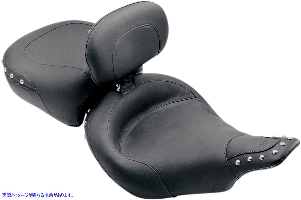 取寄せ 取り外し可能なバックレストを備えたワイドスタイルのソロシート マスタング Wide Solo Seat - With Backrest - Vintage - Black - Smooth - Softail '06-'10 79530 08020532