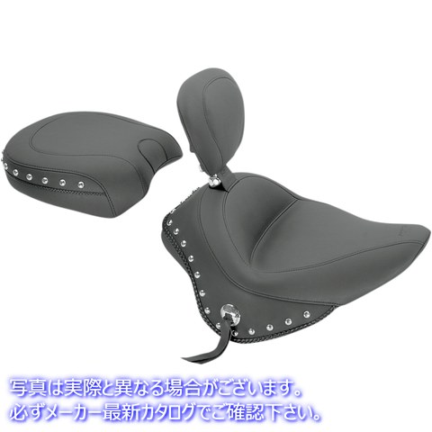 取寄せ 取り外し可能なバックレストを備えたワイドスタイルのソロシート マスタング Wide Solo Seat - With Backrest - Black - Studded W/Concho 79740 08020761