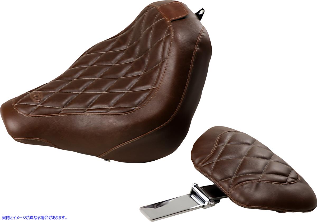 取寄せ トリッパーソロシート マスタング Seat - Wide Tripper? Solo - with Backrest - Diamond - Brown 83031 08021239