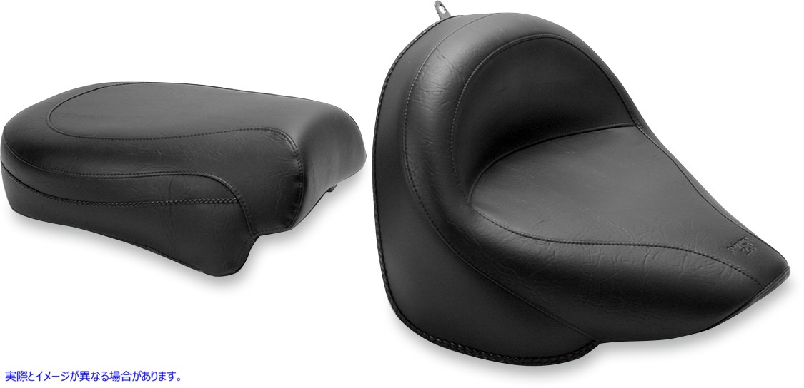 取寄せ ビンテージワイド2アップツーリングシート マスタング Seat - Vintage - Wide - Touring - Without Driver Backrest - Two-Piece - Smooth - Black - XVS 75912 08100280