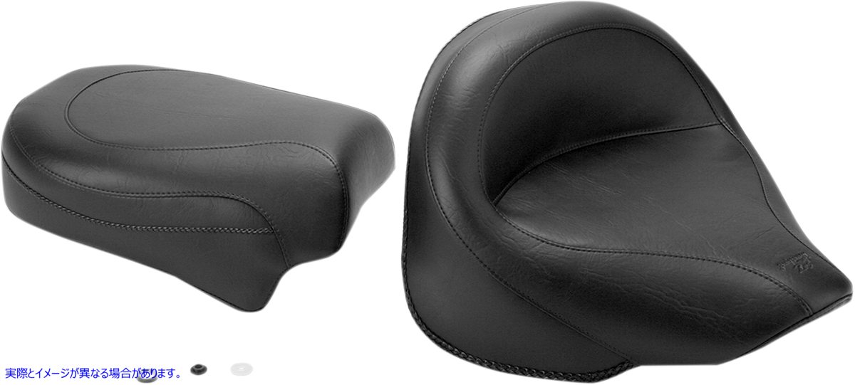 取寄せ ビンテージワイド2アップツーリングシート マスタング Seat - Vintage - Wide - Touring - Without Driver Backrest - Two-Piece - Smooth - Black - XVS 75279 08100284