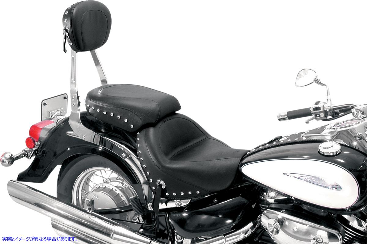 取寄せ ワイドツーリング2アップシート マスタング Seat - Wide - Touring - Without Backrest - Two-Piece - Chrome Studded - Black w/Conchos 75810 08100290