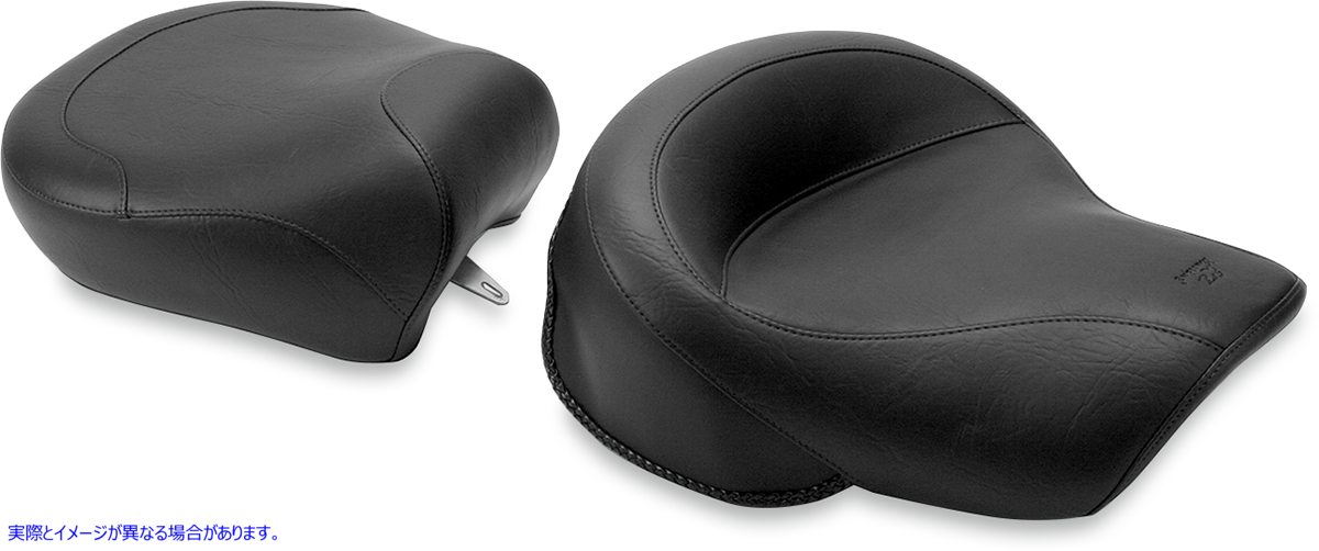 取寄せ ビンテージワイド2アップツーリングシート マスタング Seat - Vintage - Wide - Touring - Without Driver Backrest - Two-Piece - Smooth - Black - Vulcan 75980 08100292