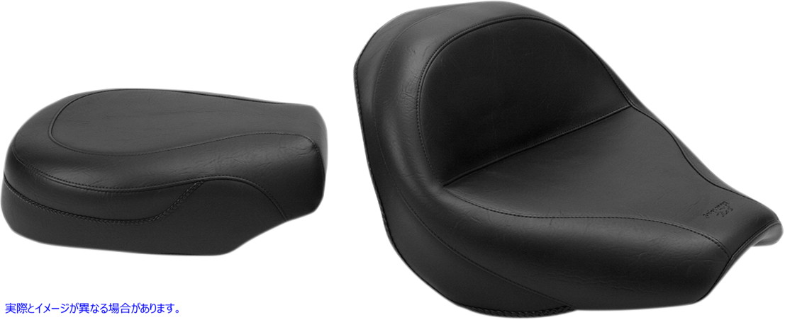 取寄せ ビンテージワイド2アップツーリングシート マスタング Seat - Vintage - Wide - Touring - Without Driver Backrest - Two-Piece - Smooth - Black - VTX1300 75907 08100293