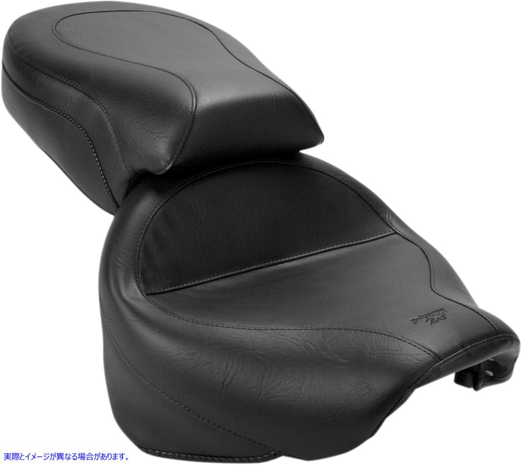 取寄せ ビンテージワイド2アップツーリングシート マスタング Seat - Vintage - Wide - Touring - Without Driver Backrest - Two-Piece - Smooth - Black 75217 08100385