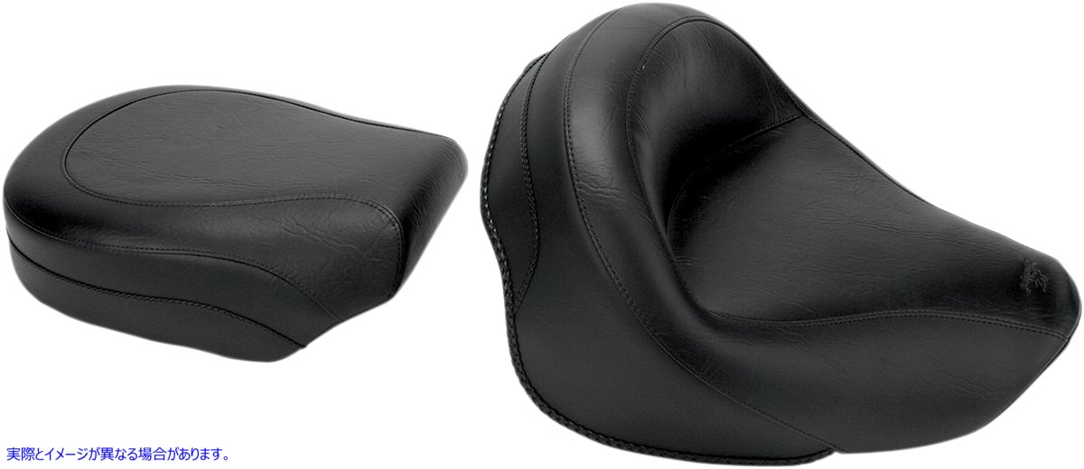 取寄せ ビンテージワイド2アップツーリングシート マスタング Seat - Vintage - Wide - Touring - Without Driver Backrest - Two-Piece - Smooth - Black - VN1600 75891 08100396