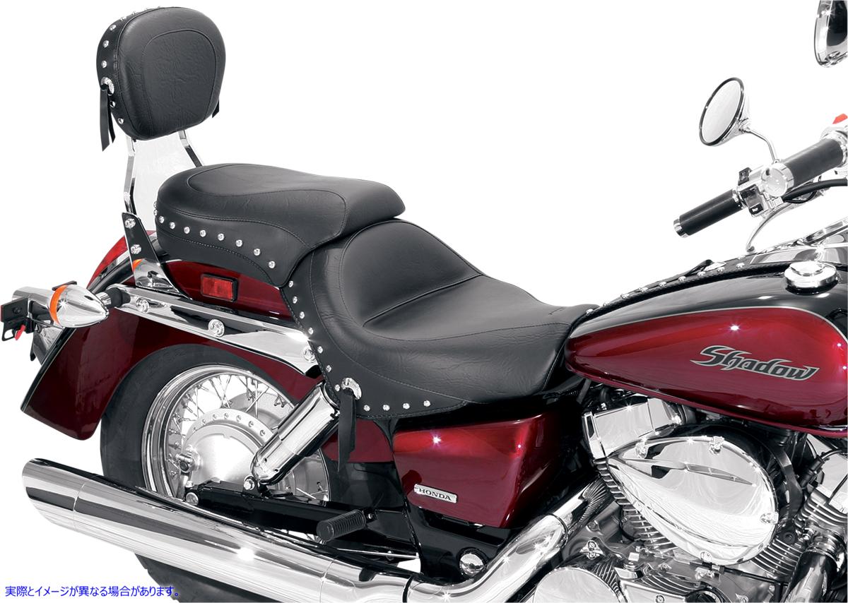 取寄せ ワイドツーリング2アップシート マスタング Seat - Wide - Touring - Without Backrest - Two-Piece - Chrome Studded - Black w/Conchos - 750Aero 76520 08100405