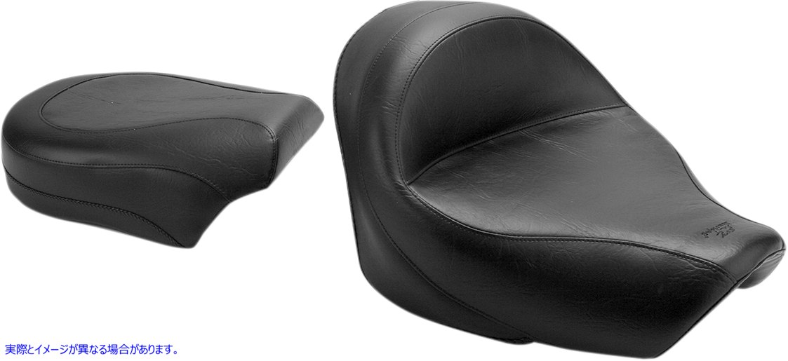 取寄せ ビンテージワイド2アップツーリングシート マスタング Seat - Vintage - Wide - Touring - Without Driver Backrest - Two-Piece - Smooth - Black - VT750 76521 08100406