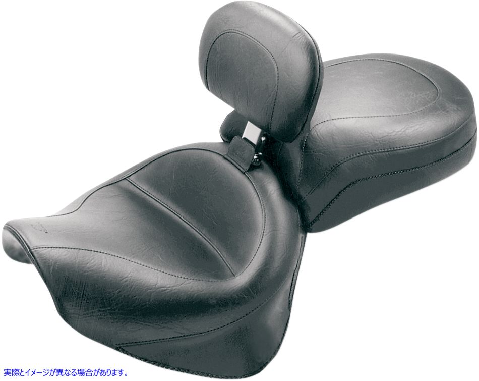 取寄せ ビンテージワイド2アップツーリングシート マスタング Seat - Vintage - Wide - Touring - With Driver Backrest - Two-Piece - Smooth - Black - Roadstar 79191 08100408