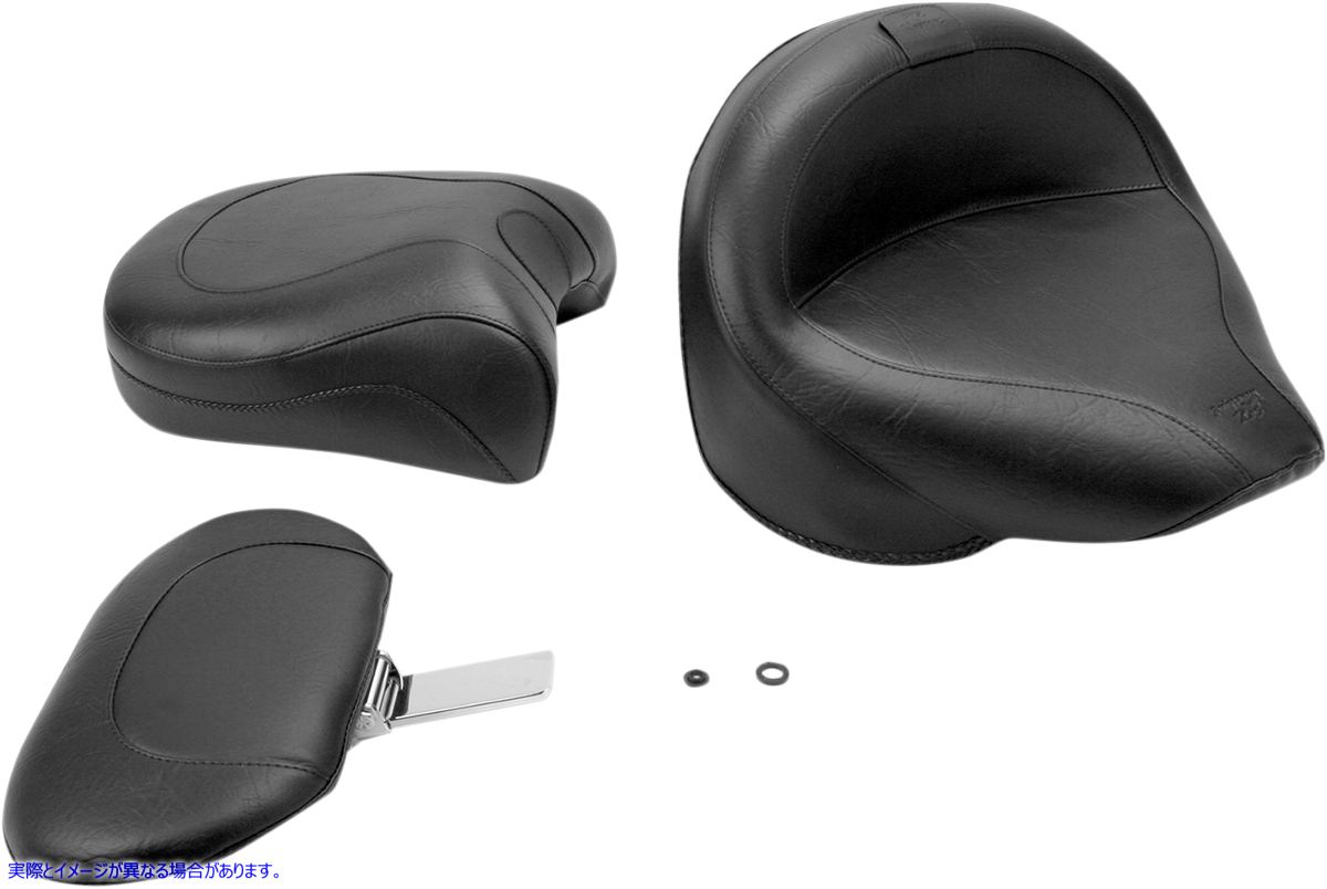 取寄せ ビンテージワイド2アップツーリングシート マスタング Seat - Vintage - Wide - Touring - With Driver Backrest - Two-Piece - Smooth - Black - XVS 79221 08100412