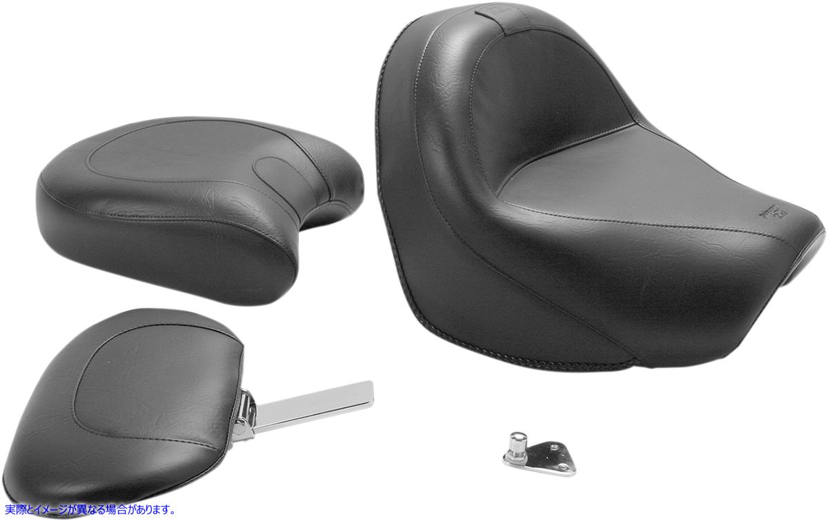 取寄せ ビンテージワイド2アップツーリングシート マスタング Seat - Vintage - Wide - Touring - With Driver Backrest - Two-Piece - Smooth - Black - VL 79283 08100422