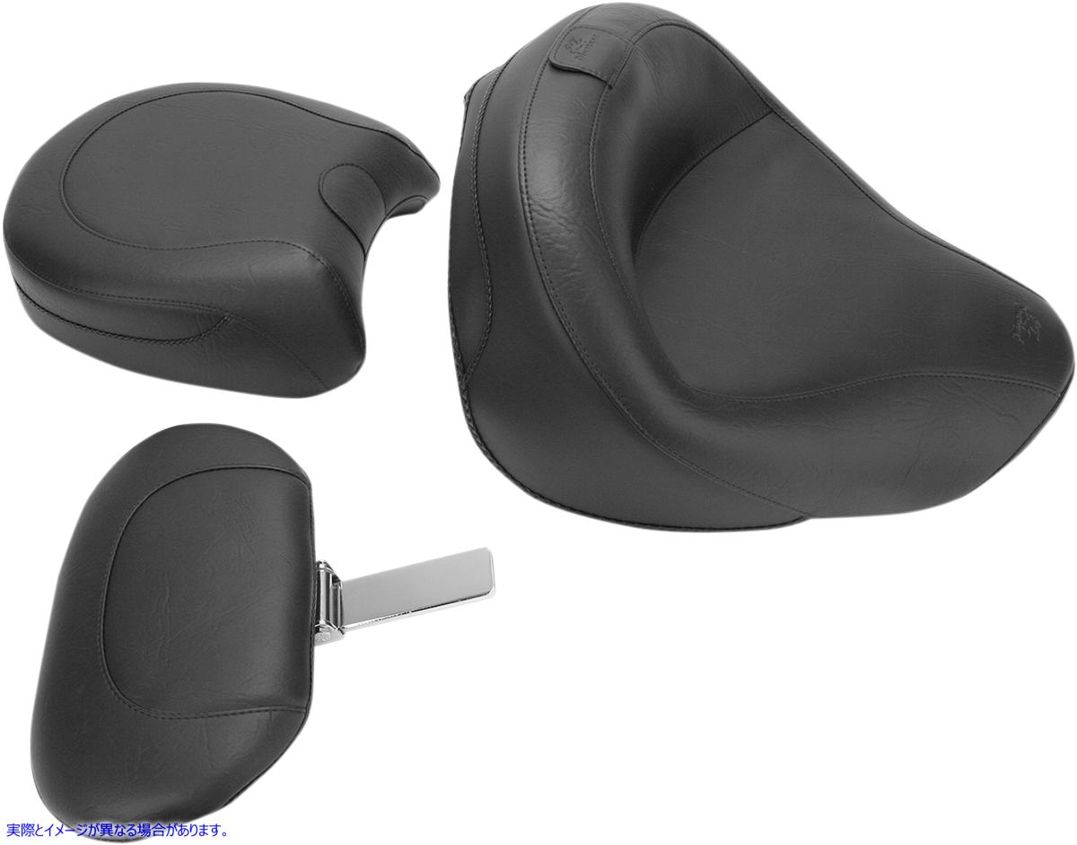 取寄せ ビンテージワイド2アップツーリングシート マスタング Seat - Vintage - Wide - Touring - With Driver Backrest - Two-Piece - Smooth - Black - VN1600 79351 08100430