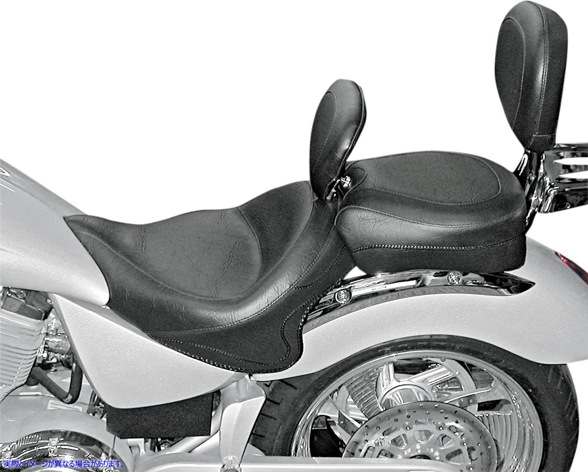 取寄せ ビンテージワイド2アップツーリングシート マスタング Seat - Vintage - Wide - Touring - With Driver Backrest - Two-Piece - Smooth - Black - Vegas 79381 08100499