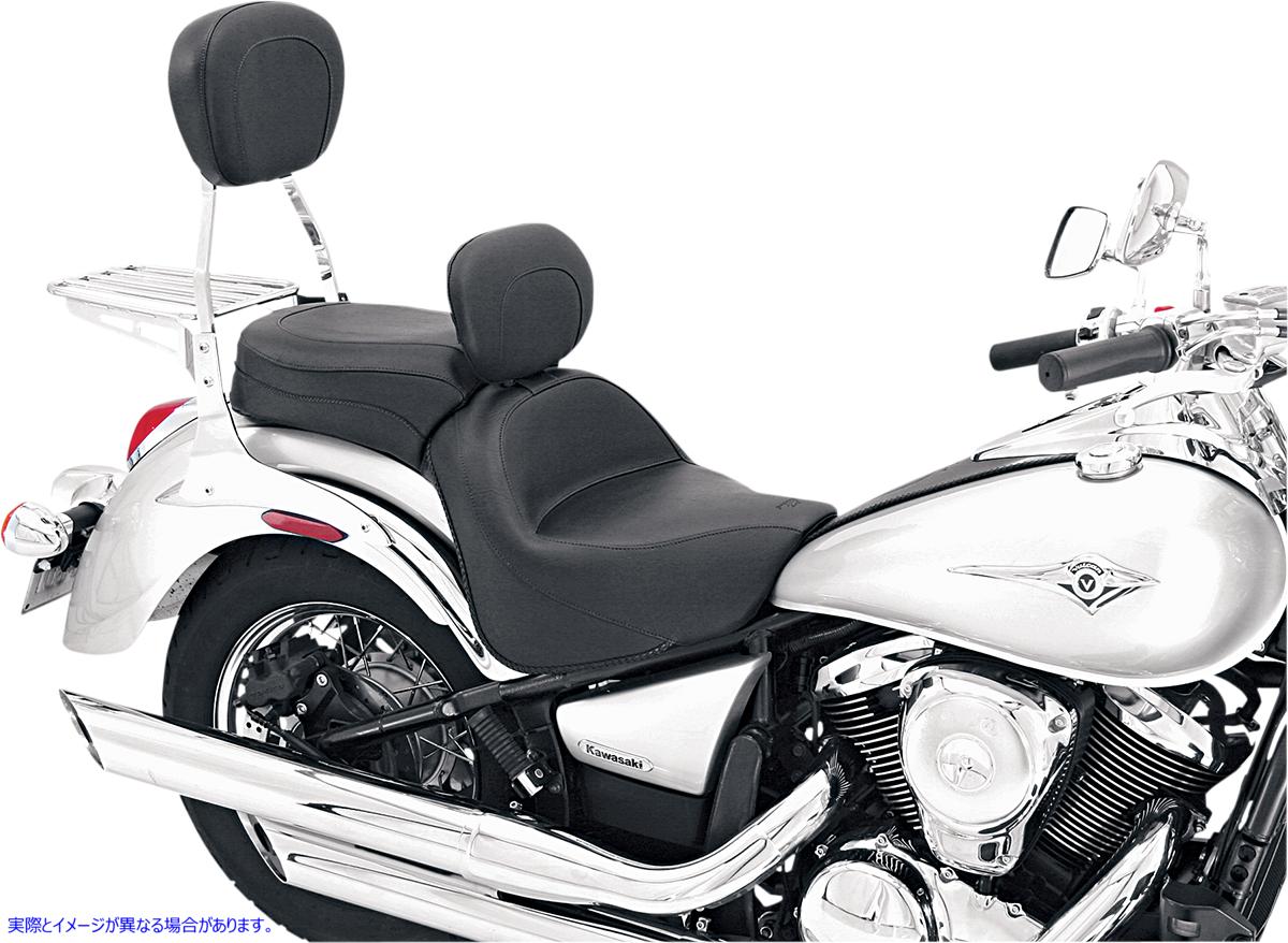 取寄せ ビンテージワイド2アップツーリングシート マスタング Seat - Vintage - Wide - Touring - With Driver Backrest - One-Piece - Smooth - Black - VN900 79417 08100506