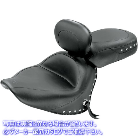 取寄せ ワイドツーリング2アップシート マスタング Seat - Wide Touring - With Driver Backrest - Two-Piece - Chrome Studded - Black w/Conchos 79476 08100538