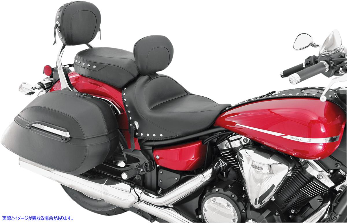 取寄せ ビンテージワイド2アップツーリングシート マスタング Seat - Vintage - Wide - Touring - With Driver Backrest - Two-Piece - Smooth - Black - VStar 1300 79477 08100539