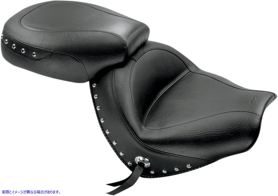 取寄せ ワイドツーリング2アップシート マスタング Seat - Wide - Touring - Without Backrest - Two- Piece - Chrome Studded - Black w/Conchos - VTX1300C 76190 08100670