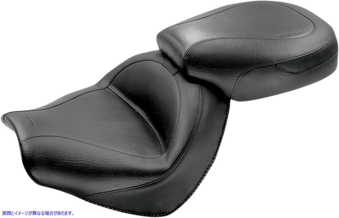 取寄せ ビンテージワイド2アップツーリングシート マスタング Seat - Vintage - Wide - Touring - Without Driver Backrest - Two-Piece - Smooth - Black 76191 08100671