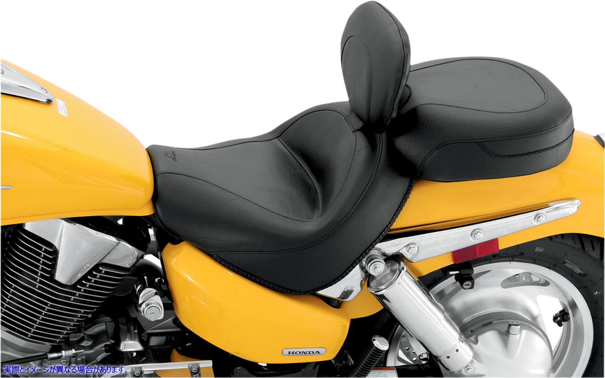 取寄せ ビンテージワイド2アップツーリングシート マスタング Seat - Vintage - Wide - Touring - With Driver Backrest - Two-Piece - Smooth - Black - VTX1300 79561 08100676