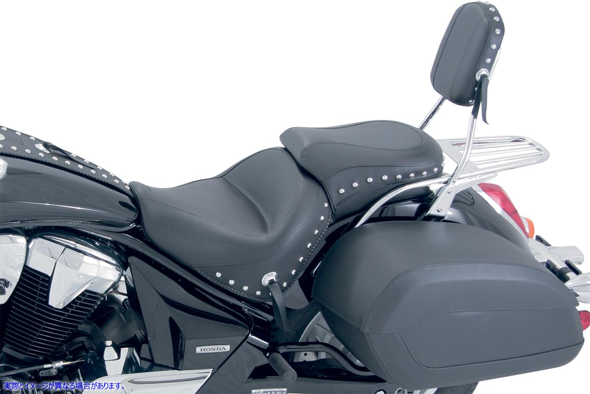 取寄せ ワイドツーリング2アップシート マスタング Seat - Wide - Touring - Without Backrest - One-Piece - Chrome Studded - Black w/Conchos 76640 08101039